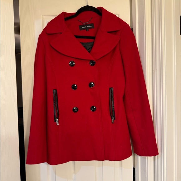 Black Rivet Red Peacoat Size S - Picture 3 of 7